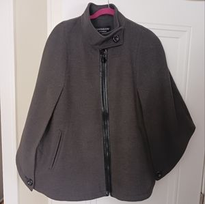 Centigrade Grey cape with faux leather trim
